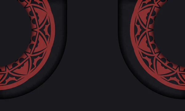 Banner Negro Rojo Con Lujosos Ornamentos Lugar Para Texto Diseño — Archivo Imágenes Vectoriales