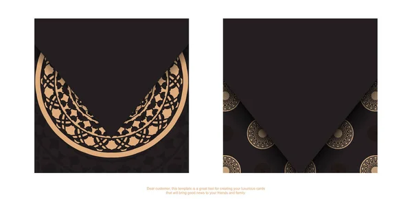 Luxueux Design Cartes Postales Prêtes Imprimer Noir Avec Ornements Grecs — Image vectorielle