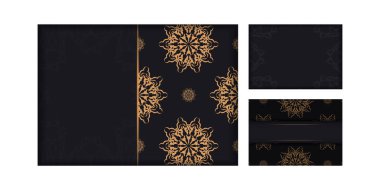 Mesaj ve klasik kalıplar altında yer alan davetiye kartı hazırlama. Yazdırma tasarımı için dikdörtgen vektör şablonu siyah renkli ve lüks