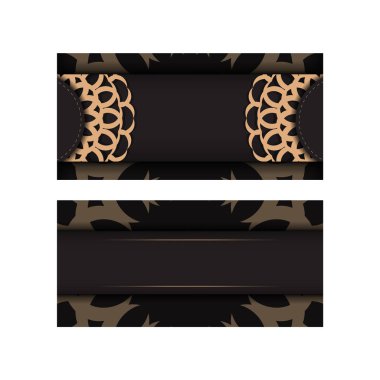 Metin ve klasik süsler için davetiye hazırlıyorum. Yazdırma tasarımı için dikdörtgen şablon. Siyah renkli ve lüks.