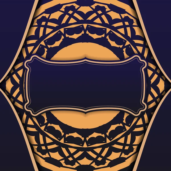 Розкішний Векторний Шаблон Друку Дизайнерської Листівки Синього Кольору Розкішними Візерунками — стоковий вектор