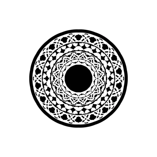 Mandala Illustration Très Détaillée Inspirée Zentangle Noir Blanc — Image vectorielle