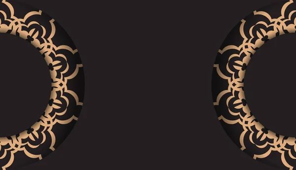 Прямокутний Дизайн Листівок Чорного Кольору Розкішними Візерунками Дизайн Запрошеної Листівки — стоковий вектор