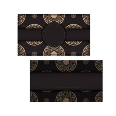 Yunan desenli siyah baskı tasarım kartvizitleri için şablon. Metin ve eski süs eşyalarınız için vektör kartviziti hazırlama.