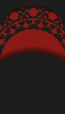 Kartpostalın şablonu lüks süslemelerle siyah-kırmızı renkte..