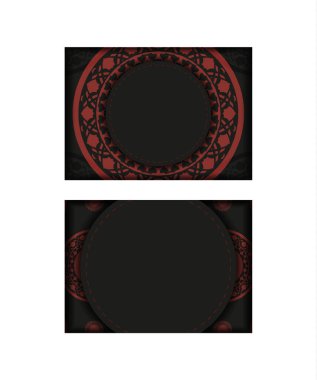 Lüks süslemeleri olan siyah-kırmızı renkli kartpostalların vektör tasarımı.