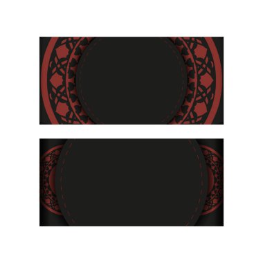 Lüks süslemeleri olan siyah-kırmızı renkli kartpostalların vektör tasarımı.