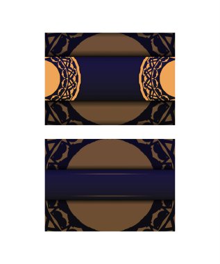 Metin ve eski süs eşyalarınız için davetiye kartı. Lüks kart tasarımı mavi renkli ve lüks desenli..