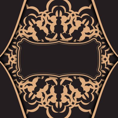 Metinleriniz ve klasik kalıplarınız için vektör davetiye kartı. Kartpostal tasarımını lüks içinde siyah basmaya hazır