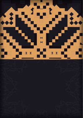 Slovenya desenli siyah renkli baskı tasarım kartpostalları için vektör şablonu. Metin ve klasik süsler için bir yer içeren bir davet hazırlanıyor.