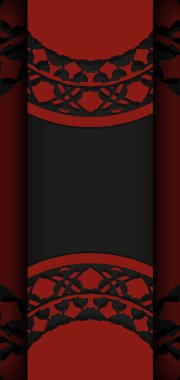 Baskı tasarım kartpostalları için lüks şablonlara sahip siyah-kırmızı renkli vektör şablonu.