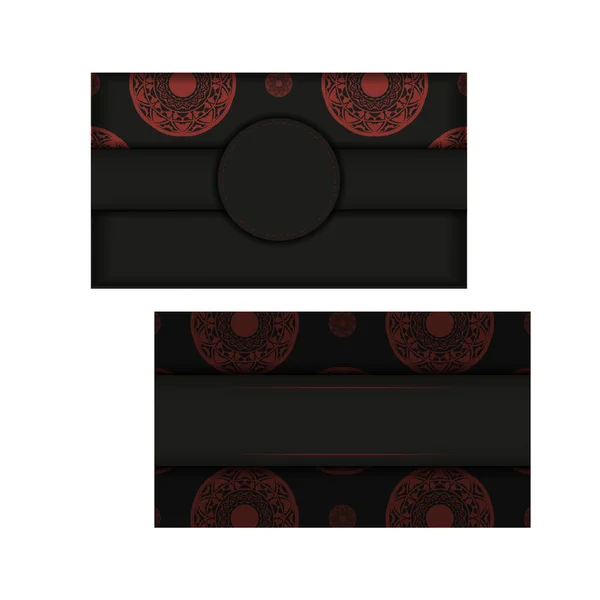 Vorlage Für Druckdesign Postkarten Schwarz Roter Farbe Mit Abstrakten Mustern — Stockvektor