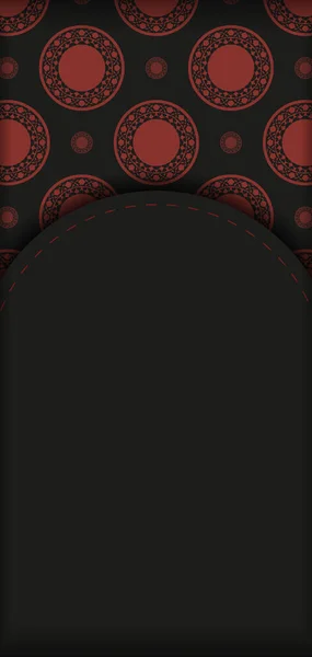 Design Vettoriale Cartolina Colore Nero Rosso Con Ornamenti Lusso Progettazione — Vettoriale Stock