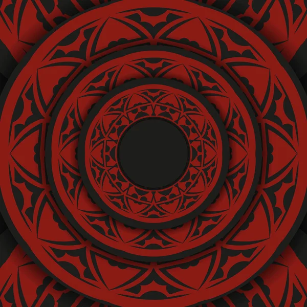 Plantilla Vectorial Para Diseño Impresión Postal Negro Rojo Con Adorno — Archivo Imágenes Vectoriales