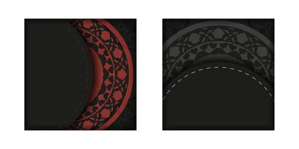 Plantilla Vectorial Para Postales Diseño Impreso Colores Negro Rojo Con — Vector de stock