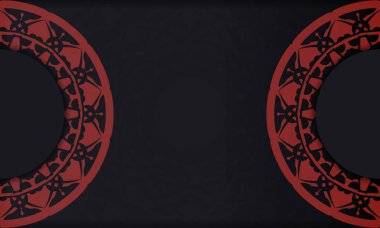 Süslü siyah şablon pankart ve logonuz için yer. Vintage kalıplı tasarım arkaplanı.