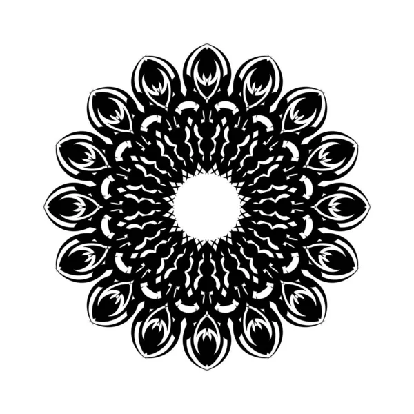 Beyaz arka planda siyah ana hatlı yuvarlak desen. Kart şablonu tasarımı. Vektör illüstrasyonu.