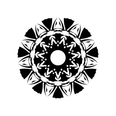 Tribal geometrik mandala vektör tasarımı, dalgalı, üçgen ve soyut şekilli Polinezya Hawaii dövme deseni