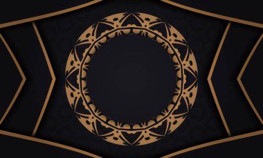 Yunan lüks süslemeleri olan siyah vektör arkaplan ve logonuz için yer. Soyut süslemeli kartpostal tasarımı.