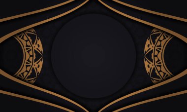 Yunan lüks süslemeleri olan siyah vektör arkaplan ve logonuz için yer. Soyut süslemeli kartpostal tasarımı.