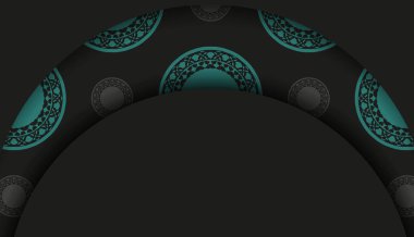 Mavi Yunan süslemeleri ve siyah renkli kartpostalların lüks tasarımı. Metinleriniz ve soyut kalıplarınız için yer içeren vektör davet kartı.