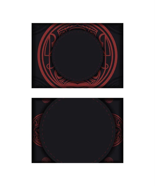 Черный Баннер Орнаментами Полинезии Место Вашего Логотипа Шаблон Печати Дизайн — стоковый вектор
