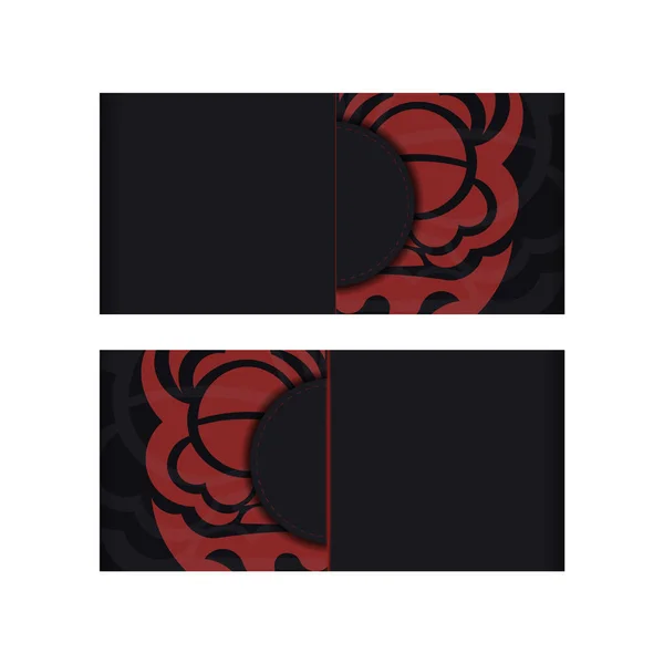 Carte Postale Design Vectoriel Noir Couleurs Avec Visage Ornement Dragon — Image vectorielle