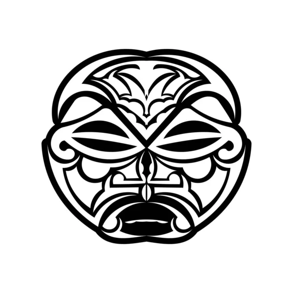 Ornement Tatouage Avec Visage Soleil Style Maori Masque Ethnique Africain — Image vectorielle