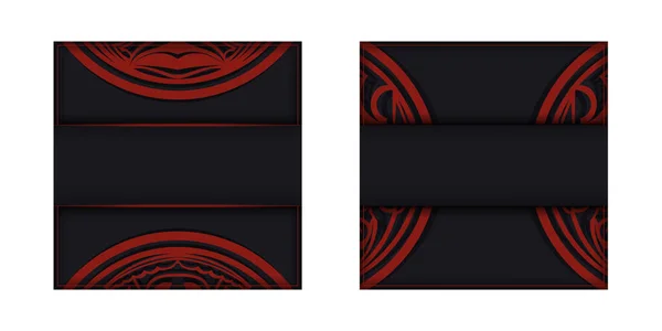 Schwarzes Banner Mit Polynesien Ornamenten Und Platz Für Ihr Logo — Stockvektor