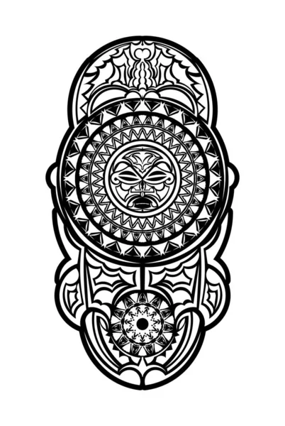 Polinesia Maorí Cara Tatuaje Vector Patrón Hombre Hawaiano Mujer Diseño — Archivo Imágenes Vectoriales