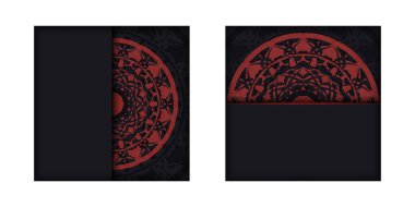 Yunan desenli siyah renkli kartpostal tasarımı. Metinleriniz ve LUXURY süslemeleriniz için bir yer içeren davet kartı vektör şablonu.