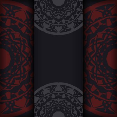 Metinleriniz ve LUXURY kalıplarınız için yer içeren vektör davet kartı. Kartpostal tasarımını Yunanca desenli siyah renklerle yazdırmaya hazır.