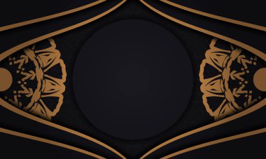 Süslü siyah vektör arkaplanı ve logonuz için yer. Lüks süslemeli tasarım arkaplanı.