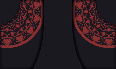 Süslü siyah pankart şablonu ve logo ve metin için yer. Yazdırılabilir dizayn arkaplan şablonu.