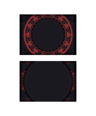 Yunan desenli siyah renkli kartpostal tasarımı. Metnin ve LUXURY süslemen için yer içeren vektör davet kartı.