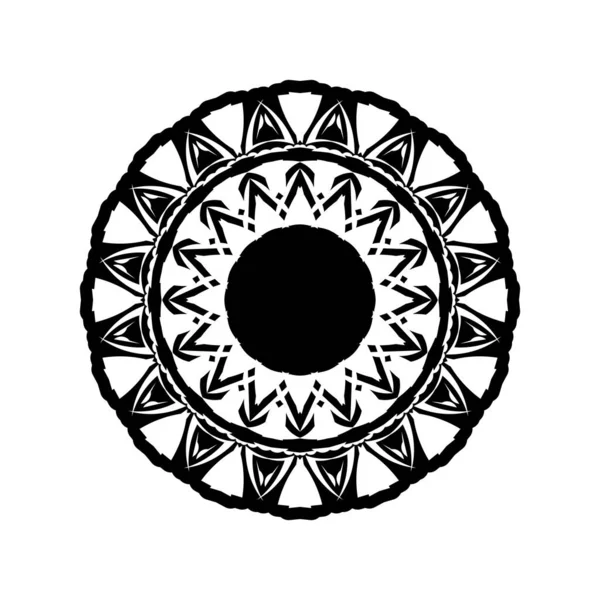 Boho Mandala Illustration Schwarz Weiß Hippie Runddesign Stammesgeometrisches Mandala Vektordesign — Stockvektor