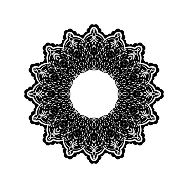 Черный Контур Орнаментальный Круглый Узор Белом Фоне Дизайн Шаблона Карты — стоковый вектор