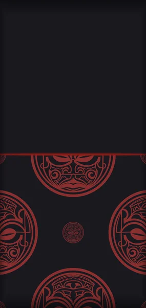 Vektör Tasarımı Maori Desenli Kara Kart Renkleri Metnin Süslemen Için — Stok Vektör