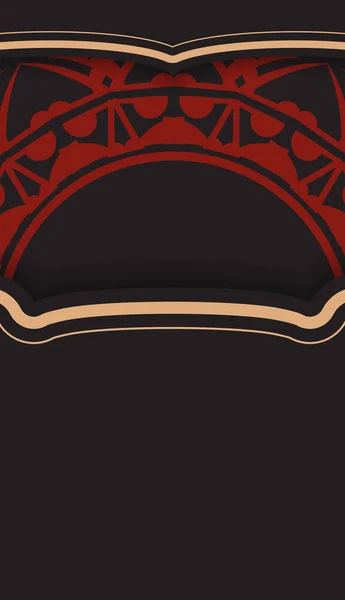 Шаблон Друкованих Бізнес Карт Чорному Червоними Грецькими Візерунками Підготовка Візитної — стоковий вектор