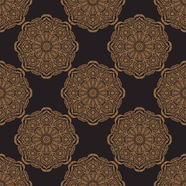 Eski süslemeleri olan siyah, pürüzsüz bir desen. Geçmişleri, parmak izleri, giyim ve tekstil için iyi. Vektör illüstrasyonu.