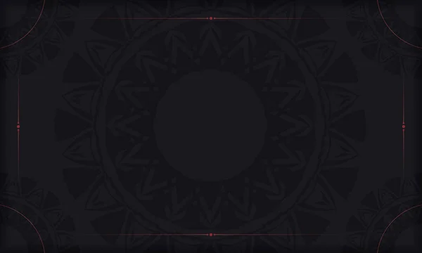 Bannière Noire Avec Des Ornements Rouges Grecs Place Pour Votre — Image vectorielle