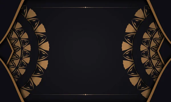 Розкішний Векторний Дизайн Листівки Чорного Кольору Помаранчевими Візерунками Дизайн Запрошеної — стоковий вектор