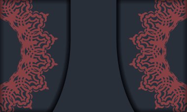 Gri arkaplan ve süs. Kırmızı desenli poster şablonu.