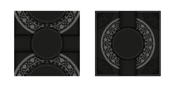 Plantilla Vector Lujo Para Diseño Impresión Postal Color Negro Con — Archivo Imágenes Vectoriales