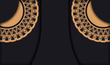 Süslü siyah pankart şablonu ve logo ve metin için yer. Soyut şablonlu yazdırılabilir tasarım arkaplan şablonu.