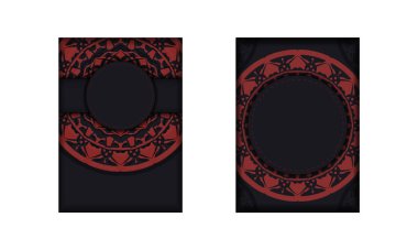 Kartpostal tasarımı, Yunan süsüyle siyah renkler. Metinleriniz ve LUXURY desenleriniz için bir davet dizaynı.