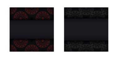 Yunan süslemeleriyle birlikte siyah renkli kartpostal tasarımı. Metin ve LUXURY desenleriniz için boşluk içeren davet şablonu.