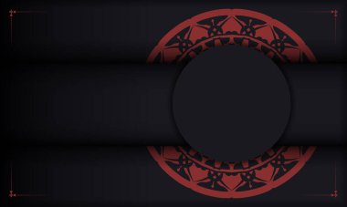 Süslü siyah vektör arkaplanı ve logonuz için yer. Antika süslemeli tasarım arkaplanı.