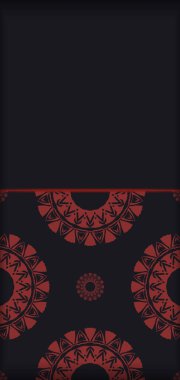 Metinleriniz ve soyut kalıplarınız için yer içeren vektör hazırlama davetiyesi. Kırmızı Yunan desenli siyah renkli yazdırma kartpostalları için lüks şablon.