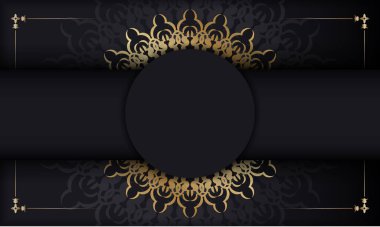 Altın Hint desenli siyah arkaplan